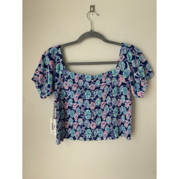 NWT Simply Southern Seashell Print 2-Piece Set Top & Skirt Blue/Pink- Size Large - Picture 7 of 14